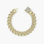 14MM ICED PRONG BRACELET - 18K GOLD