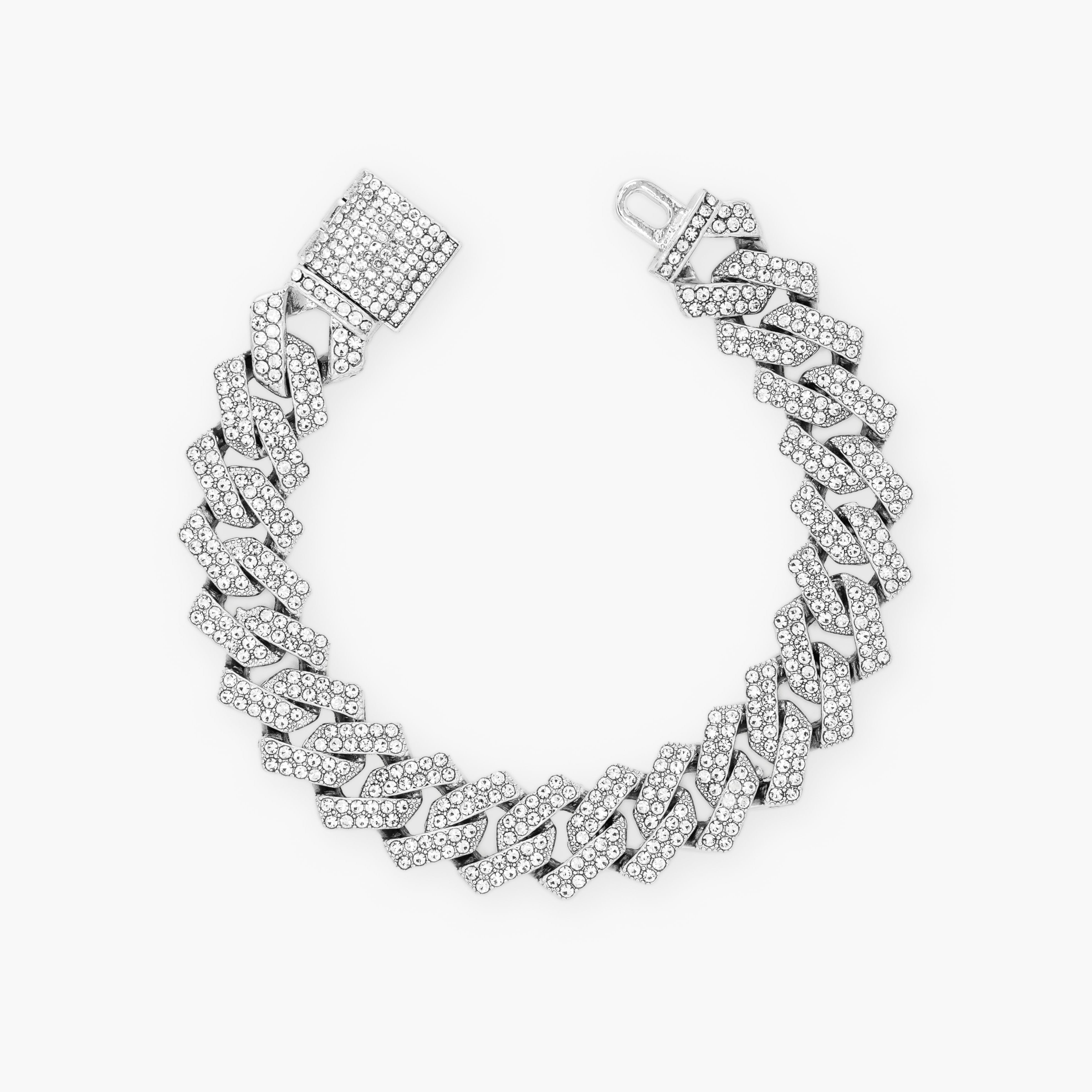 14MM ICED PRONG BRACELET - SILVER