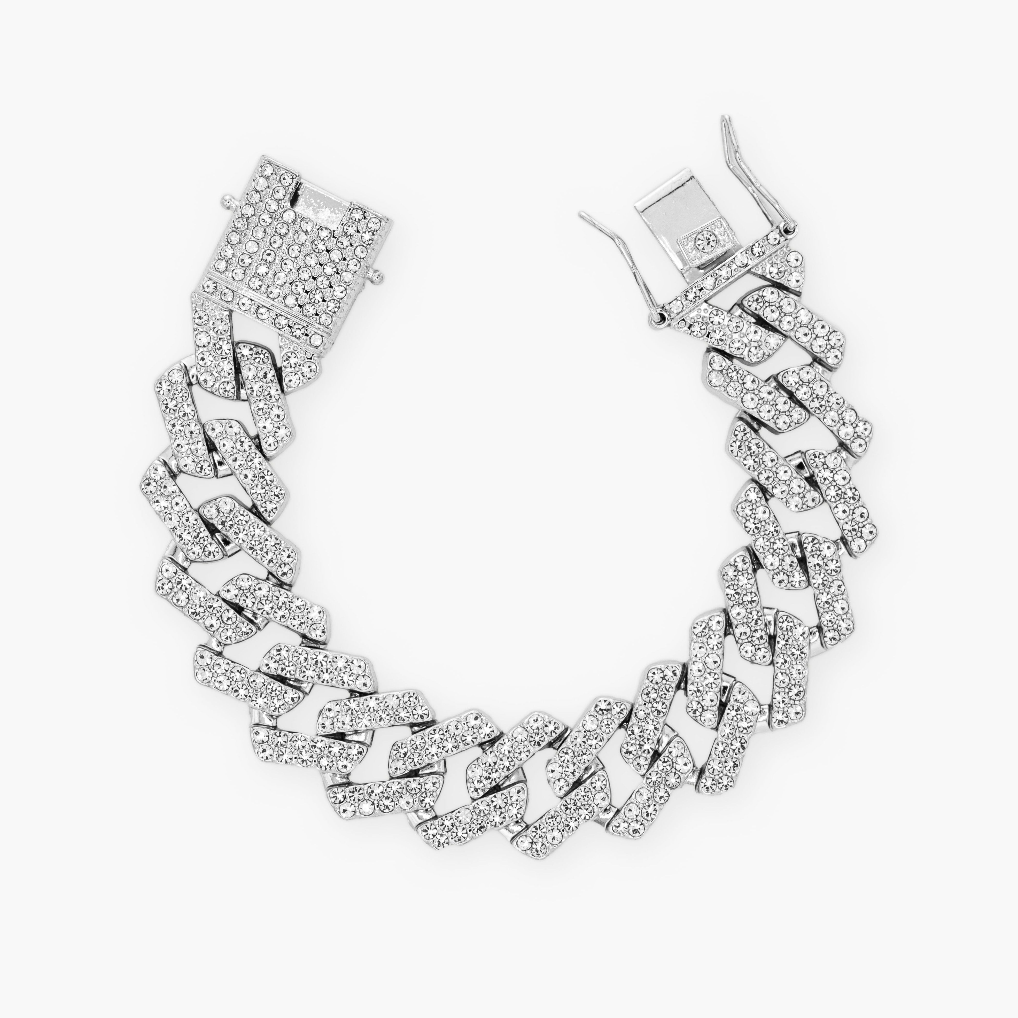 20MM ICED PRONG BRACELET - SILVER