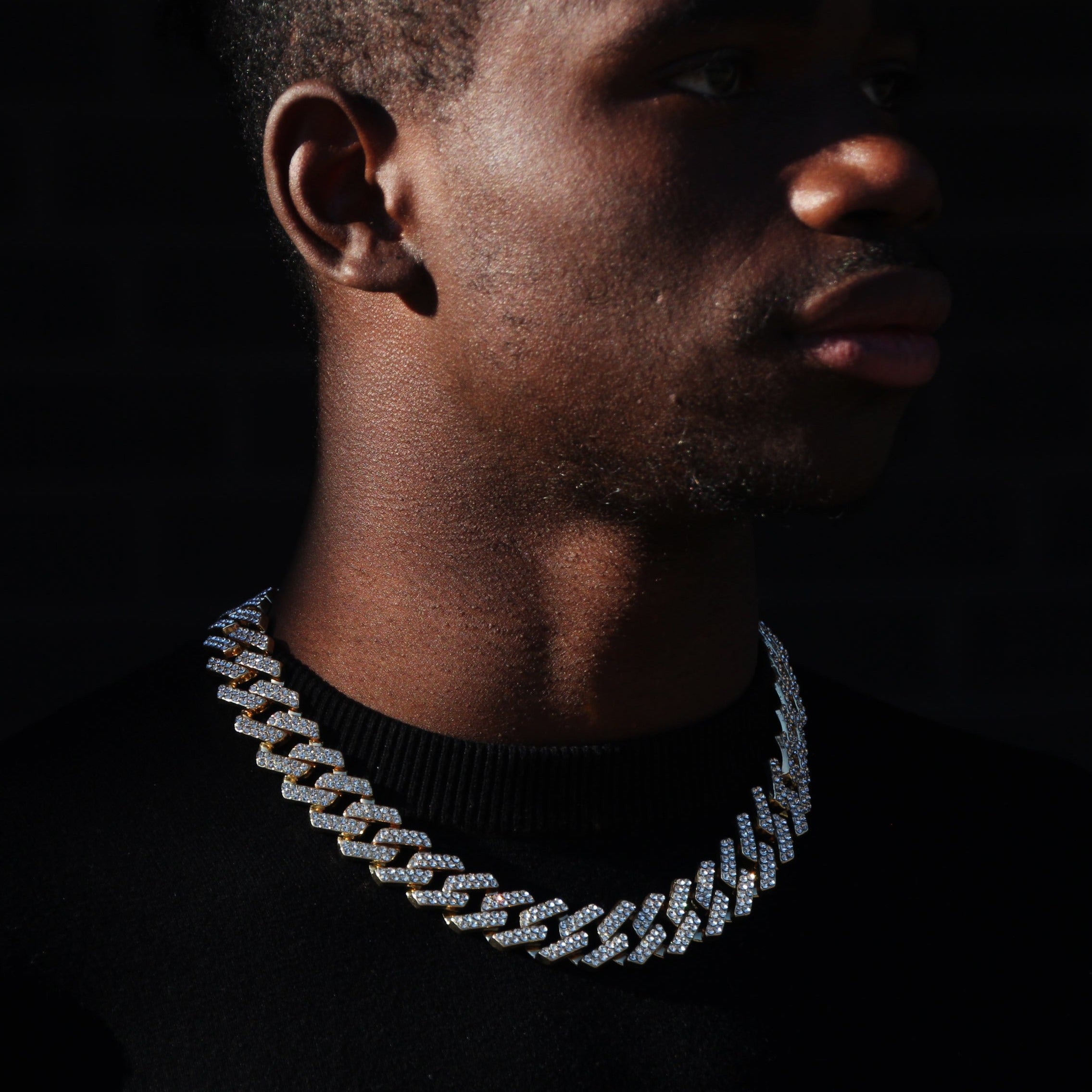 20MM ICED PRONG CHAIN - 18K GOLD