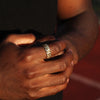 ICED ROUNDED CUBAN RING - 18K GOLD