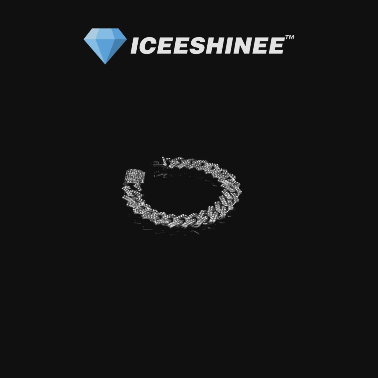 14MM ICED PRONG BRACELET - SILVER